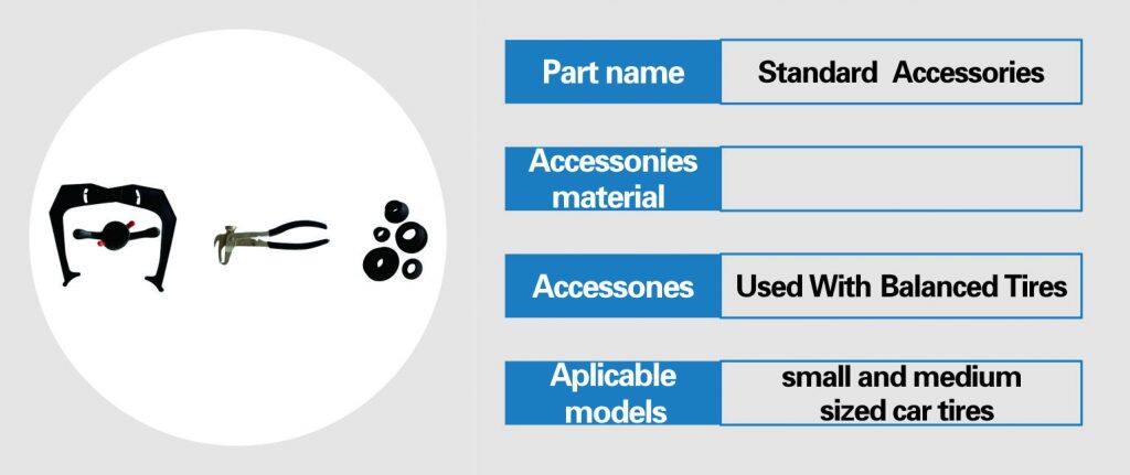 Standard Accessories for car wheel balancer