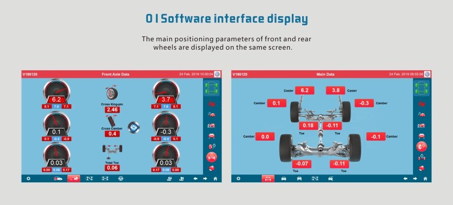 Software display of wheel aligner